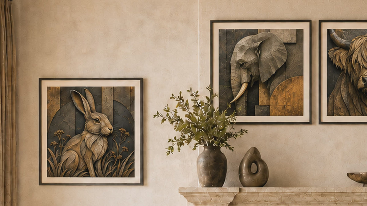 Sculptural Art - Animals - Set of 5 Digital Posters
